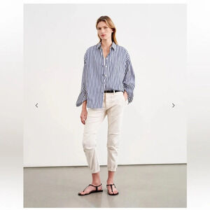 Nili Lotan Cropped Military Pant in Eggshell White Size 8